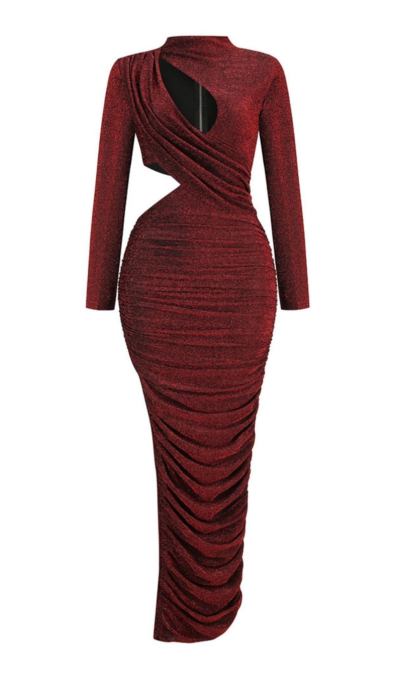 CUT OUT LONG SLEEVE MAXI DRESS Dresses styleofcb S RED 