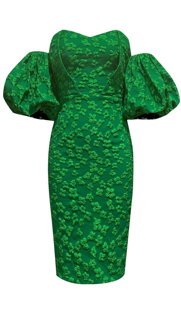 JACQUARD BODYCON MINI DRESS IN GREEN Dresses styleofcb 