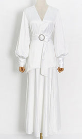 LONG SLEEVES V NECK MAXI DRESS IN WHITE Dresses styleofcb 