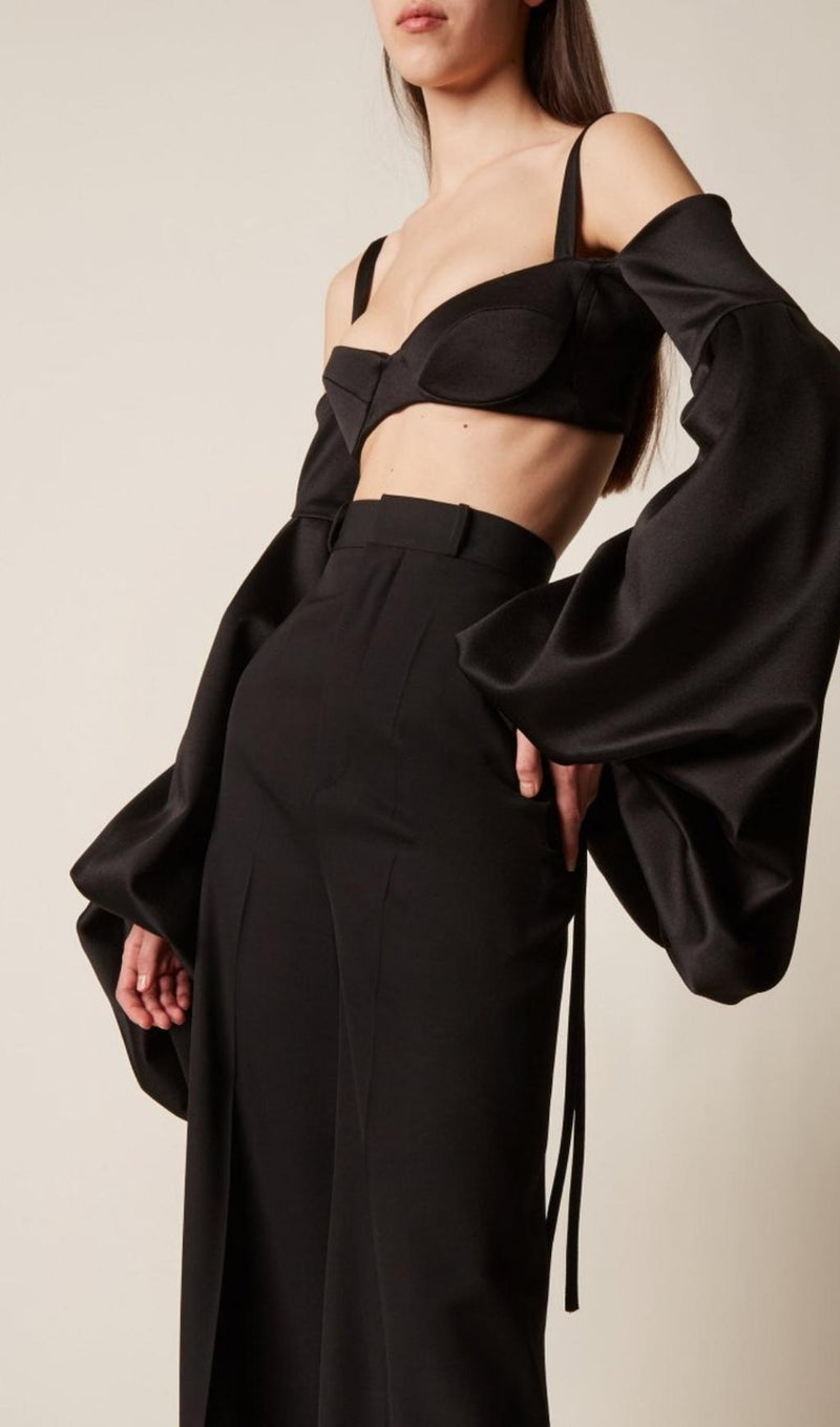 BUBBLE SLEEVE TWO PIECE SUIT IN BLACK Suits styleofcb 