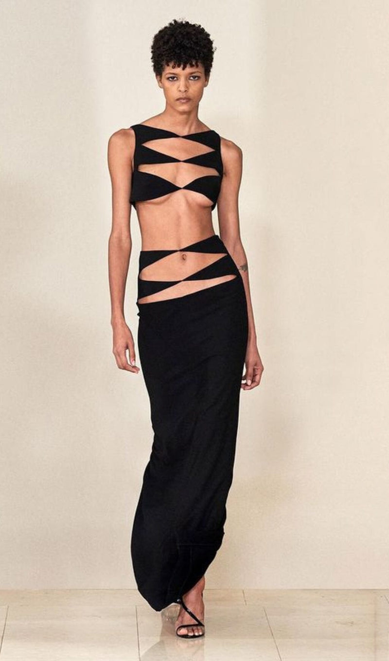 CUTOUT TWO PIECES SUIT IN BLACK styleofcb 