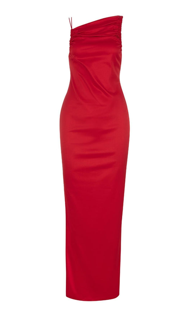 SLEEVELESS RUCHED MIDI DRESS IN RED Dresses styleofcb 