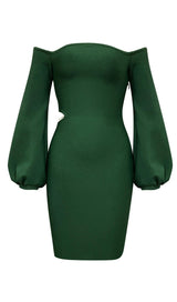 OFF THE SHOULDER MINI DRESS IN GREEN Dresses styleofcb 