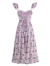 FLORAL-PRINT CORSET MIDI DRESS IN BLUSH OF A ROSE DRESS styleofcb 