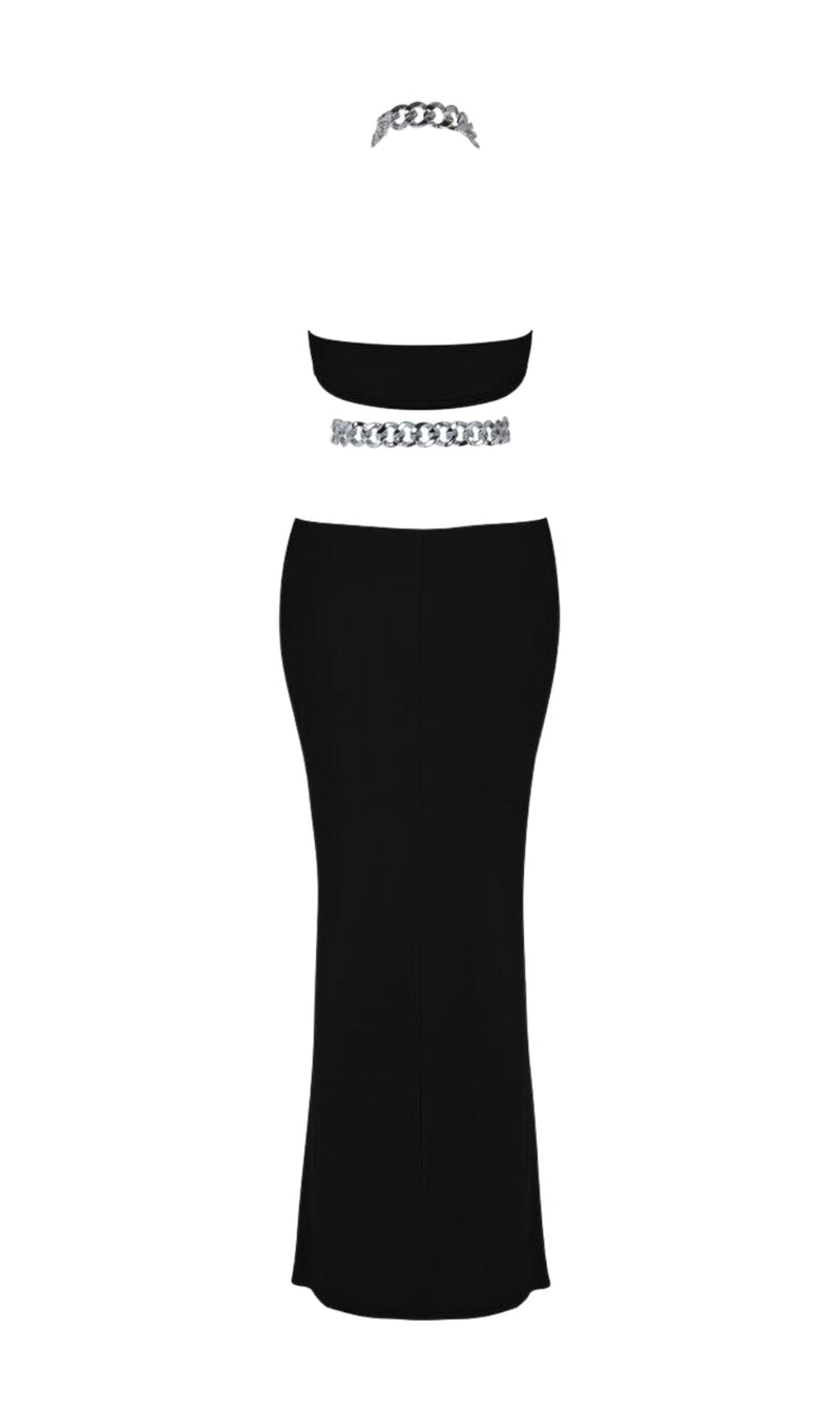CHAIN CUTOUT MAXI DRESS IN BLACK styleofcb 