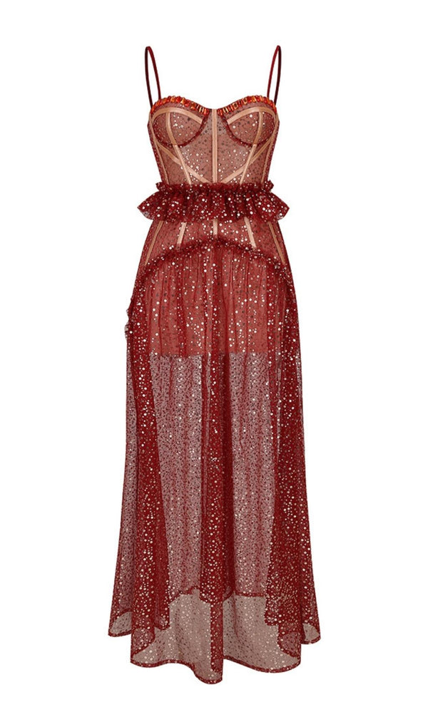 BANDAGE SEQUIN MAXI DRESS IN RED Dresses styleofcb 