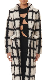 Nina Faux Fur Check Coat Cream And Black Coats & Jackets styleofcb 