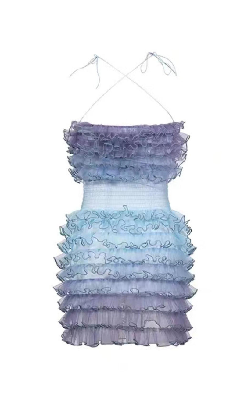 STRAPLESS LACE LAYERED MINI DRESS Dresses styleofcb XS BLUE 