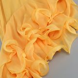 RUFFLE THIGH SLIT MAXI DRESS IN LIGHT ORANGE DRESS STYLE OF CB 