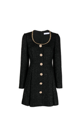 BLACK BOUCLE MINI DRESS