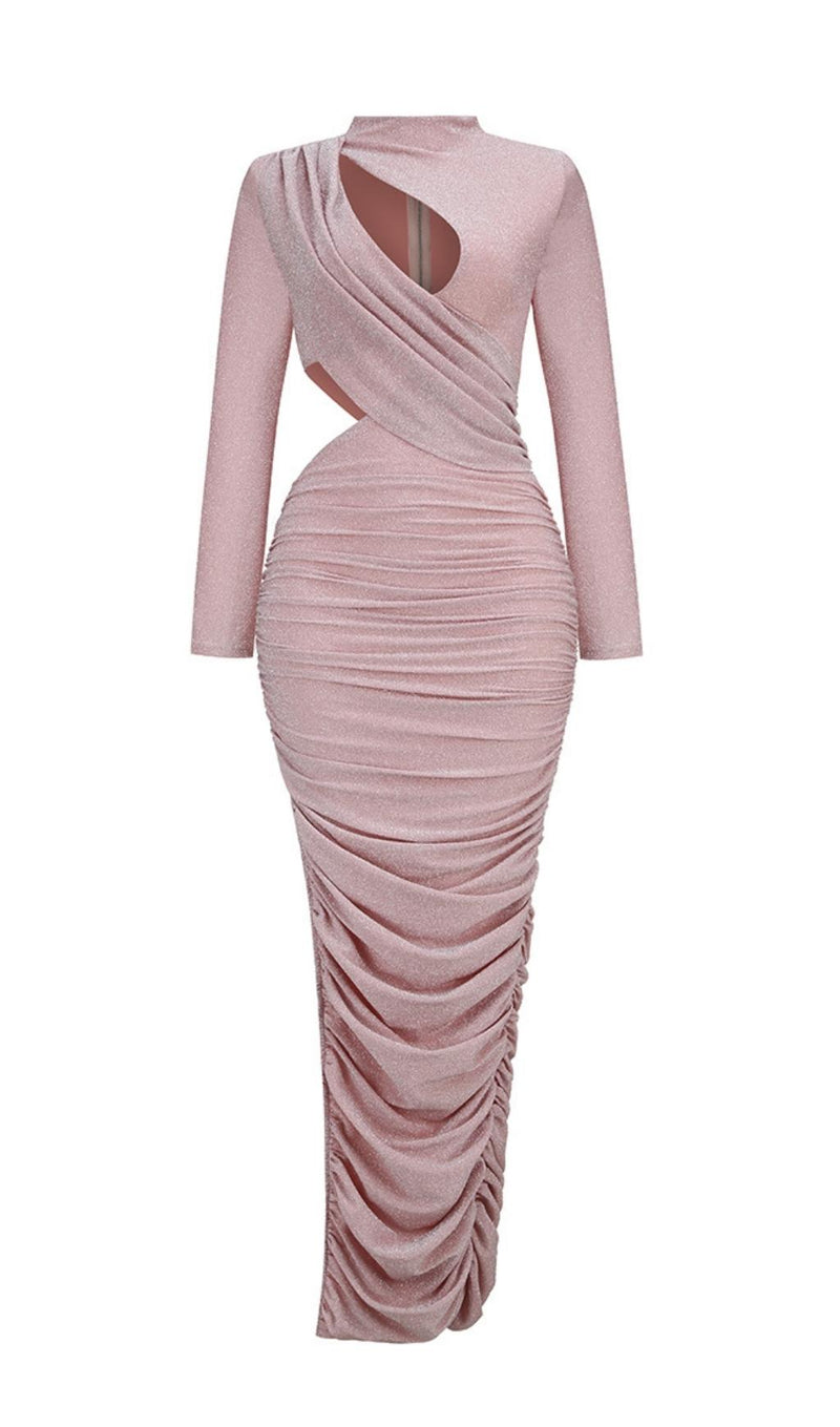 CUT OUT LONG SLEEVE MAXI DRESS Dresses styleofcb S PINK 