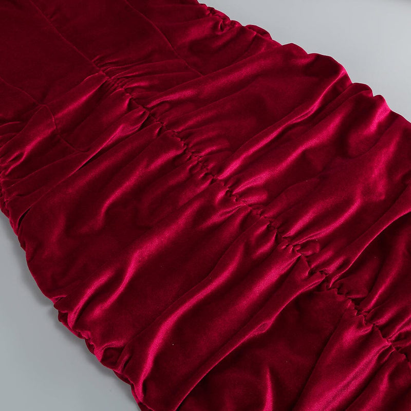 CUT OUT VELVET MIDI DRESS IN WINE STYLE OF CB 