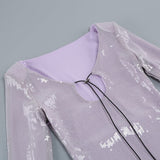 LONG SLEEVE SEQUIN MINI DRESS IN ICE LAVENDER DRESS STYLE OF CB 