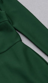 DARK GREEN CHEST HOLLOW LACE STITCHED SLIM MIDI DRESS Dressers styleofcb 