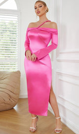 STRAPLESS LONG SLEEVE MIDI DRESS IN ROSE Dresses styleofcb 