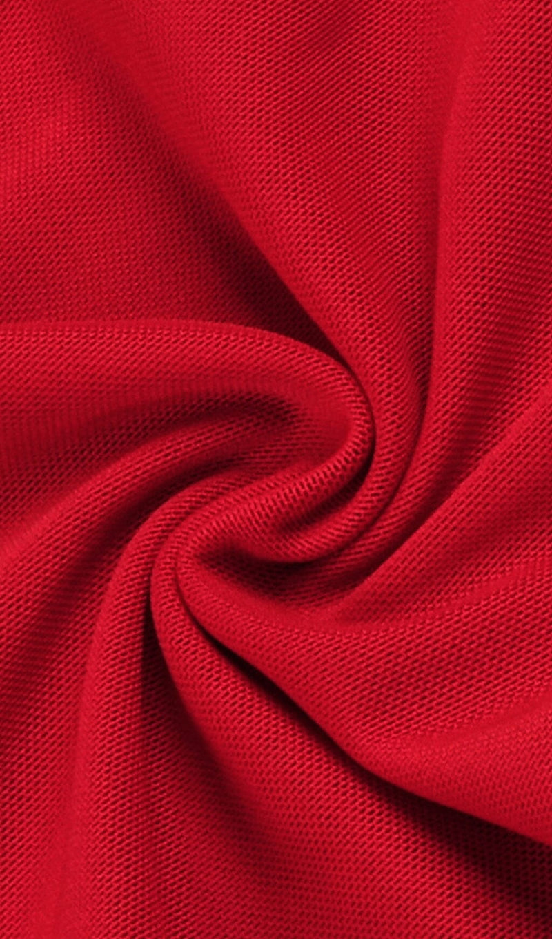 PLUNGING NECKLINE RUFFLE DRESS IN RED styleofcb 