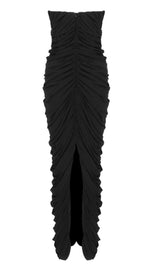 STRAPLESS PLEATED DRESS IN BLACK DRESSES styleofcb 