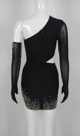 BANDAGE CUTOUT STUDDED MINI DRESS IN BLACK styleofcb 