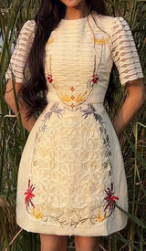 A-LINE SMOCKED MINI DRESSES IN WHITE DRESS STYLE OF CB 
