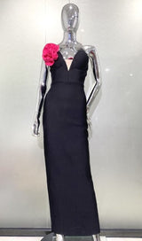 APPLIQUÉD BANDEAU MAXI DRESS IN BLACK DRESS styleofcb 