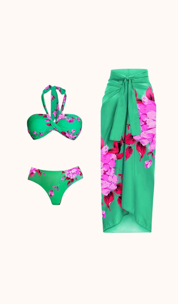 Aunika Halterneck Bikini Three Piece Set Swimwear styleofcb 