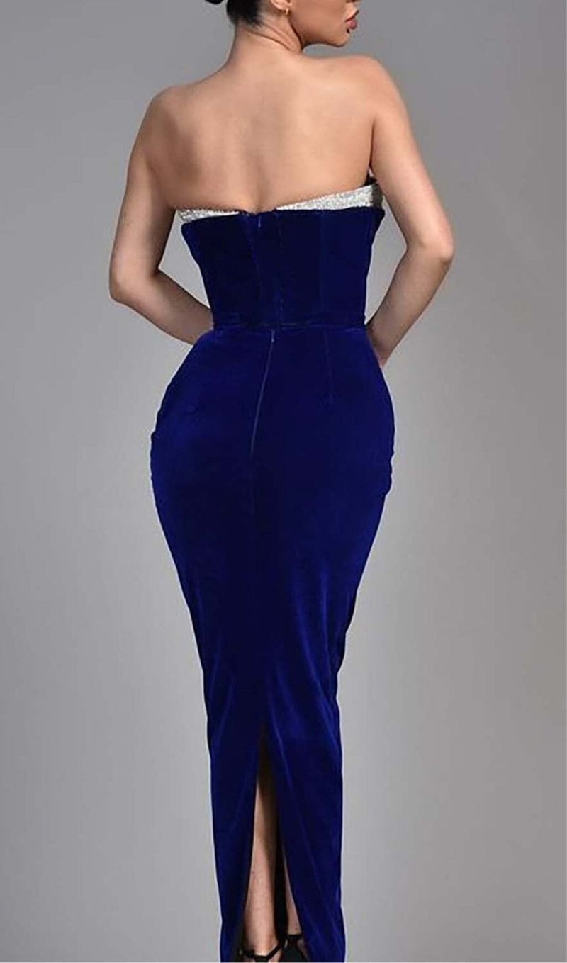 BANDEAU OFF SHOULDER MAXI DRESS IN ROYAL BLUE DRESS STYLE OF CB 