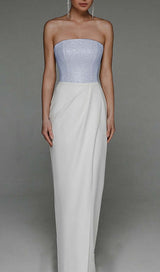 BANDEAU WAIST-TIGHTENING MAXI DRESS IN WHITE STYLE OF CB 