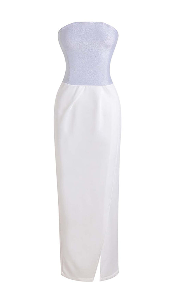 BANDEAU WAIST-TIGHTENING MAXI DRESS IN WHITE STYLE OF CB 