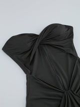 BANDEAU DRAPE MAXI DRESS IN BLACK DRESS styleofcb 