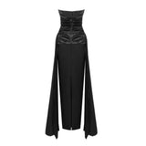 BANDEAU RUCHED MAXI DRESS IN BLACK DRESS STYLE OF CB 