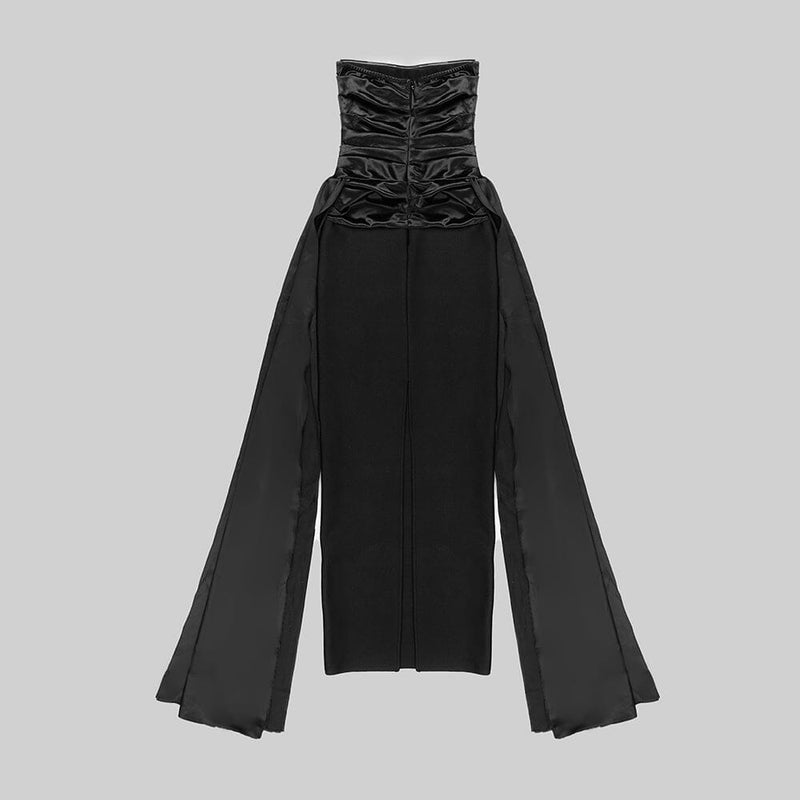 BANDEAU RUCHED MAXI DRESS IN BLACK DRESS STYLE OF CB 