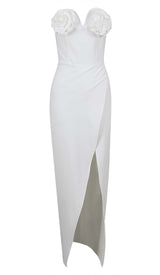 BANDEAU THIGH SLIT MIDI DRESS IN WHITE DRESS STYLE OF CB 