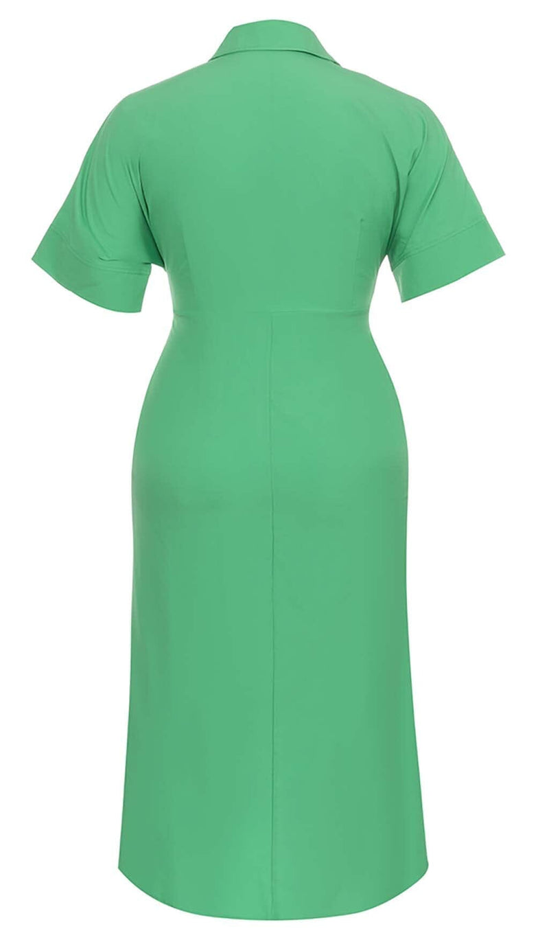 BATWING SLEEVE SHIRT MIDI DRESS IN GREEN DRESS STYLE OF CB 