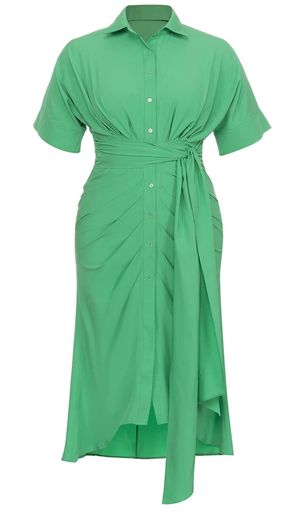 BATWING SLEEVE SHIRT MIDI DRESS IN GREEN DRESS STYLE OF CB 