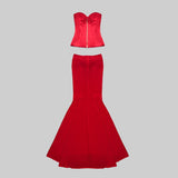 STRAPLESS COREST TWO-PIECE DRESS IN RED DRESS styleofcb 