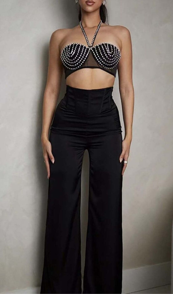 BEADING BUSTIER TWO-PIECE SET IN BLACK DRESS STYLE OF CB 