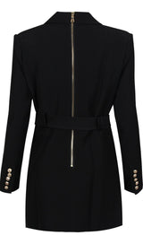 BELTED DOUBLE-BREASTED BLACK SUIT DRESSES styleofcb 