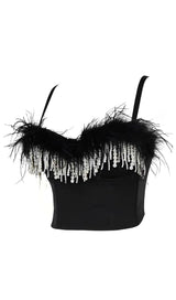 BLACK FEATHER PEARL TOP styleofcb 