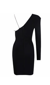 BLACK ONE SHOULDER CRYSTAL MINI DRESS Dresses styleofcb 