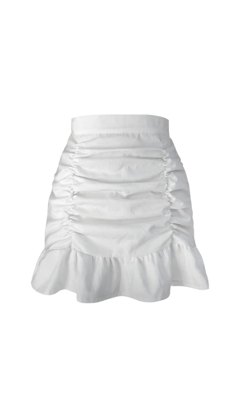 BLACK RUFFLE PLEATED MINI SKIRT Skirts styleofcb S WHITE 