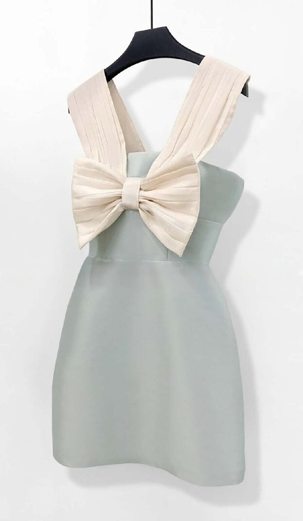 BOW-EMBELLISHED STRAPPY MINI DRESS IN SKY BLUE DRESS STYLE OF CB 