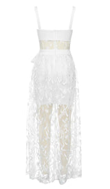 BOW-EMBELLISHED LACE MIDI DRESS IN WHITE DRESS STYLE OF CB 