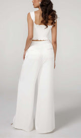 BOW-EMBELLISHED TWO-PIECE SUIT IN WHITE DRESS STYLE OF CB 