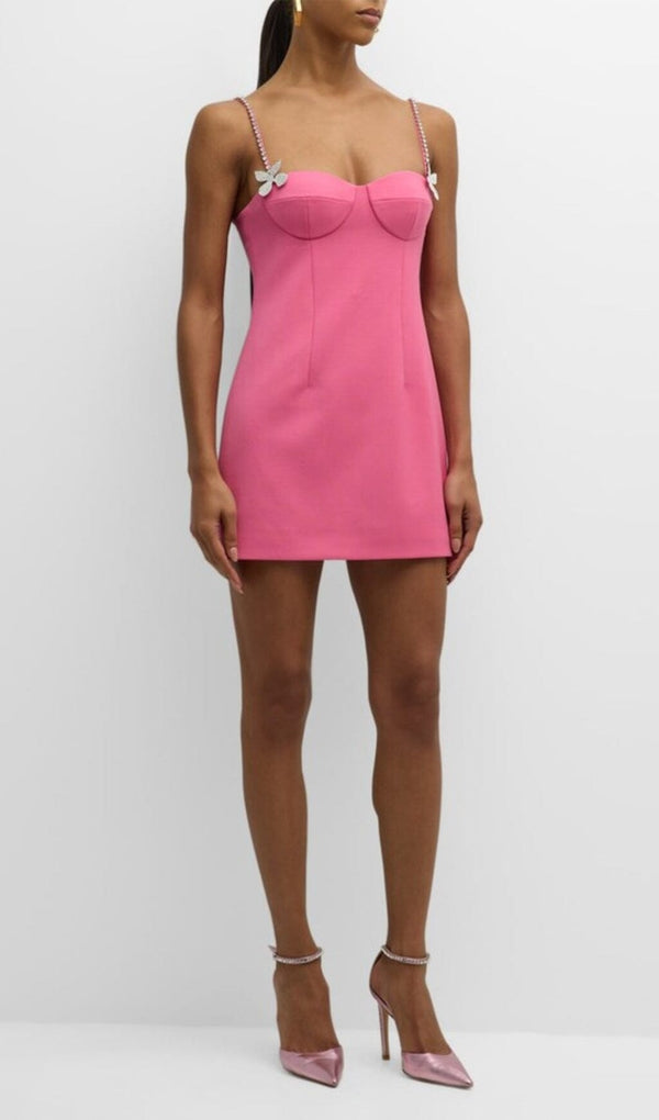 BUTTERFLY CRYSTAL DETAIL MINI DRESS IN PINK DRESS STYLE OF CB 