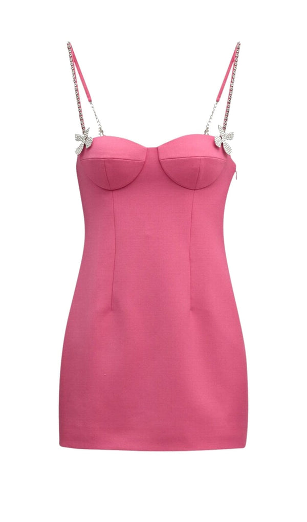 BUTTERFLY CRYSTAL DETAIL MINI DRESS IN PINK DRESS STYLE OF CB 