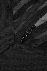 BLACK MESH CORSET DETAIL BANDAGE LONG DRESS MAXI BANDAGE DRESSES & GOWNS styleofcb 