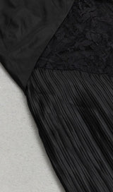 CONTRAST LACE PLEATED HEM CAMI DRESS IN BLACK DRESS sis label 