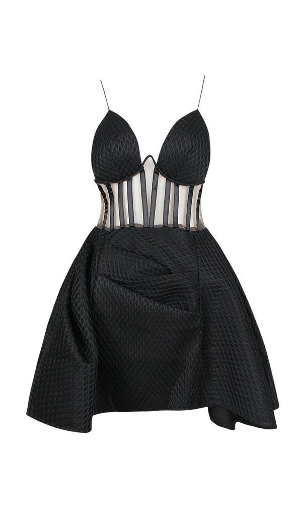 CORSET UMBRELLA SHAPED MINI DRESS Dresses styleofcb XS BLACK 