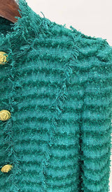 COTTON-BLEND TWEED JACKET IN GREEN DRESS STYLE OF CB 