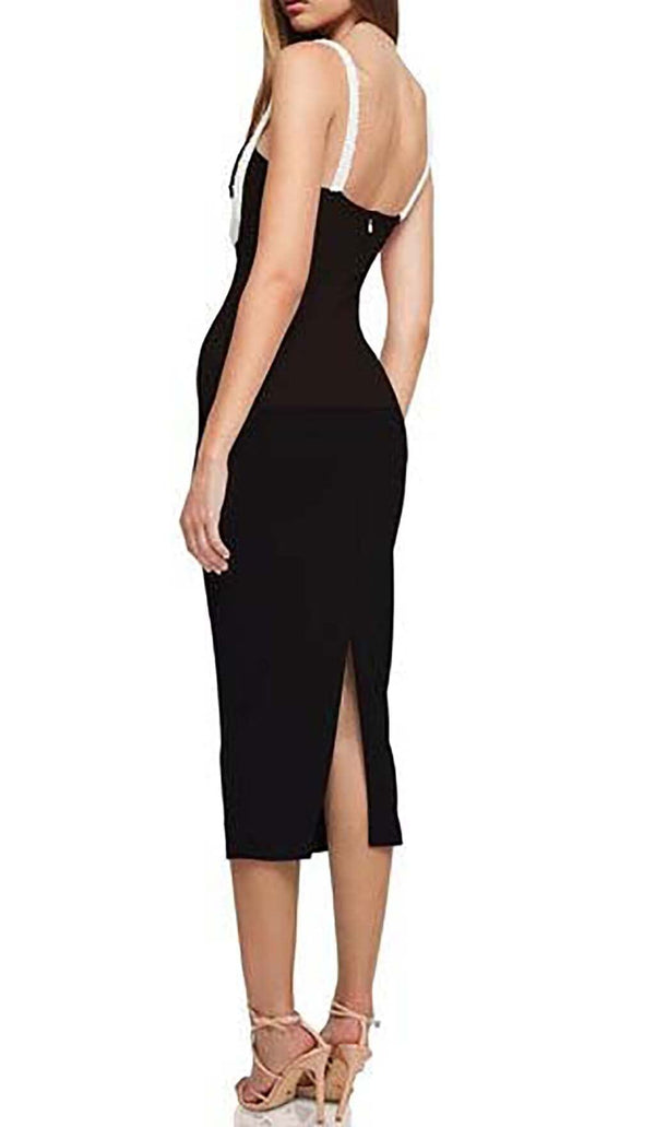 CRYSTAL EMBELLISHED TRIM MIDI DRESS IN BLACK DRESS STYLE OF CB 